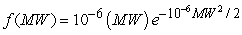 A given sample of a particular polymer will have molecules with a range of molecular weights, MW. If the molecular weight pdf is , what fraction of the molecules will have a molecular weight less than 500?