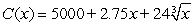 A certain producer determines that his cost function is . Determine the average cost of producing 1300 units. Round answer to the nearest penny.
