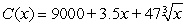 A certain producer determines that his cost function is . Determine the marginal cost of producing 1500 units. Round answer to the nearest penny.