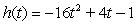 <strong>The height of an object at time t is given by . Determine the object's velocity at t = 2.</strong> A) 60 B) -59 C) -60 D) -28