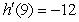 <strong>Compute the derivative of at x = 9 where .</strong> A) B) C) D)