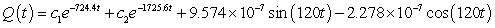 <strong>A series circuit has a 0.2 henry inductor, a 490 ohm resistor, and a 0.000004 farad capacitor. There is an applied voltage which is described as . Identify the general solution to the differential equation that describes the charge on the capacitor as a function of time.</strong> A) B) C) D)