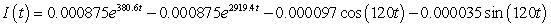 <strong>A series circuit has a 0.1 henry inductor, a 330 ohm resistor, and a 0.000009 farad capacitor. There is an initial charge of 0.000002 coulombs, there is no initial current, and there is an applied voltage which is described as . Identify the solution to the differential equation that describes the charge on the capacitor as a function of time.</strong> A) B) C) D)