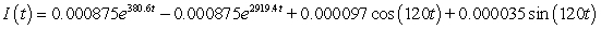 <strong>A series circuit has a 0.1 henry inductor, a 330 ohm resistor, and a 0.000009 farad capacitor. There is an initial charge of 0.000002 coulombs, there is no initial current, and there is an applied voltage which is described as . Identify the solution to the differential equation that describes the charge on the capacitor as a function of time.</strong> A) B) C) D)