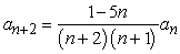 <strong>Find the recurrence relation for the general power series solution to the second order equation .</strong> A) B) C) D)