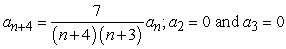<strong>Find the recurrence relation for the general power series solution to the second order equation .</strong> A) B) C) D)