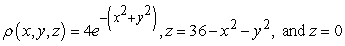 <strong>Find the mass of the solid with density and the given shape. ,</strong> A) B) C) D)