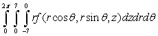 <strong>Set up the triple integral in cylindrical coordinates where Q is the solid above below and inside </strong> A) B) C) D)