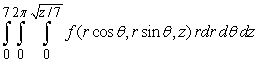 <strong>Which of the following could represent the triple integral in cylindrical coordinates where Q is the region bounded below by and above by ?</strong> A) B) C) D)