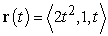 Sketch, by hand, the curve traced out by the given vector-valued function.