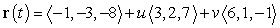 Find an equation in x, y, and z for the plane defined below.