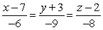 <strong>Find symmetric equations of the line through and parallel to .</strong> A) B) C) D)