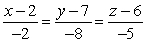 <strong>Find symmetric equations of the line through and .</strong> A) B) C) D)