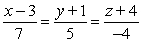 <strong>Find symmetric equations of the line through and normal to the plane .</strong> A) B) C) D)