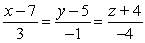 <strong>Find symmetric equations of the line through and normal to the plane .</strong> A) B) C) D)