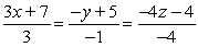 <strong>Find symmetric equations of the line through and normal to the plane .</strong> A) B) C) D)