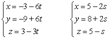 <strong>Determine if the lines are parallel, skew or intersect. </strong> A) parallel B) skew C) intersect