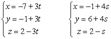 <strong>Determine if the lines are parallel, skew or intersect. </strong> A) parallel B) skew C) intersect