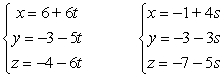 Find the angle between the lines. Round to the nearest hundredth of a radian.