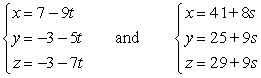 Find an equation of the plane containing the lines.  