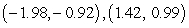 <strong>Find the points of intersection of the two curves. Round answers to the nearest hundredth. </strong> A) B) C) D) The curves do not intersect.