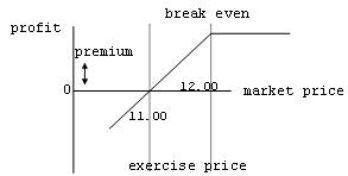 <strong>Which of the following statements best reflects the following profit profile of an option contract?  </strong> A) The profile depicts the short call position of the option seller. B) The profile depicts the long call position of the buyer of the option. C) The profile depicts the short put position of the option seller. D) The profile depicts the long put position of the buyer of the option. <div style=padding-top: 35px> 