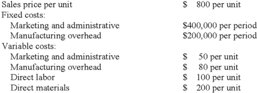 <strong>Laner Company has the following data for the production and sale of 2,000 units. What is the full cost per unit of making and selling the product?</strong> A)$430 B)$480 C)$530 D)$730