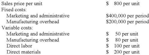 <strong>Laner Company has the following data for the production and sale of 2,000 units. What is the prime cost per unit?</strong> A)$100 B)$280 C)$300 D)$480