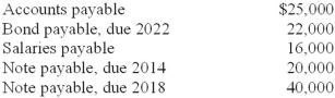 <strong>Janson Corporation Co.'s trial balance included the following account balances at December 31, 2013: What amount should be included in the current liability section of Janson's December 31, 2013, balance sheet?</strong> A)$63,000. B)$41,000. C)$61,000. D)$101,000.