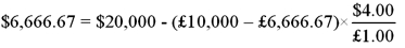 <strong>Value a 1-year call option written on £10,000 with an exercise price of $2.00 = £1.00. The spot exchange rate is $2.00 = £1.00; The U.S. risk-free rate is 5% and the U.K. risk-free rate is also 5%. In the next year, the pound will either double in dollar terms or fall by half (i.e. u = 2 and d = ½). Hint: H = ⅔.</strong> A)$6,349.21 B) C) D)None of the above