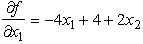 For convenience,we can convert from minimization to maximization by considering f(x)= -g(x).(Section 13.5 in the textbook also describes how the procedure can be adjusted to perform minimization directly.)Thus,the equivalent problem becomes Maximize f(x)= -2 - + 4x<sub>1</sub> + 2x<sub>1</sub>x<sub>2</sub>.Taking the partial derivatives,we have , .Since \varepsilon = 1,we will stop the gradient search procedure when the current trial solution yields ≤ 1 for j = 1 and 2.Starting from (x<sub>1</sub>,x<sub>2</sub>)= (0,0),the gradient search procedure proceeds as summarized in the following table: At the beginning of iteration 4,both partial derivatives (0 and 1)are ≤ 1,so the procedure stops with x<sub>1</sub> = 1.5 and x<sub>2</sub> = 1 as the desired approximation of an optimal solution (which happens to be x<sub>1</sub> = 2 and x<sub>2</sub> = 2).To elaborate further on how the above table was obtained,at iteration 1, = f (4t,0)= -2(4t)<sup>2</sup> - 0<sup>2</sup> + 4(4t)+ 2(4t)(0)= -32t<sup>2</sup> + 16t.Because f (4t*,0)= and = -64t + 16 = 0,it follows that t* = 0.25.The calculations for iterations 2 and 3 follow the same pattern.