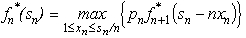The three stages involve making the decisions on the values of the three variables in order.At stage n,let the state s<sub>n</sub> be the remaining slack in the constraint ,so s<sub>1</sub> = 10,s<sub>2</sub> = 10 - x<sub>1</sub>,and s<sub>3</sub> = s<sub>2</sub> - 2x<sub>2</sub>.Let .Then ,and for n = 1,2.For n = 3, For n = 2, For n = 1, Since = 2 leads to s<sub>2</sub> = 10 - = 8 and = 1,which then leads to s<sub>3</sub> = s<sub>2</sub> - 2 = 6 and = 2,it follows that (x<sub>1</sub>,x<sub>2</sub>,x<sub>3</sub>)= (2,1,2)is optimal with Z = 16.
