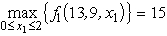  The two stages involve making the decisions on the values of the two variables in order.At stage n,let the state s<sub>n</sub> be the vector (R<sub>1</sub>,R<sub>2</sub>),where R<sub>i</sub> is the slack in the i-th constraint,so s<sub>1</sub> = (13,9)and s<sub>2</sub> = (13 - 2   ,9 -   ).For stage 2 (the second variable),we have f<sub>2</sub> (R<sub>1</sub>,R<sub>2</sub>,<sub> </sub>x<sub>2</sub>)= x<sub>2</sub>,0  \le  x<sub>2</sub> \le  min{R<sub>1</sub>,R<sub>2</sub>},so   is easily solved,as shown in the following table.   For stage 1 (the first variable),we now have f<sub>1</sub>(13,9,<sub> </sub><sub> </sub>x<sub>1</sub>)=   =   .For 0  \le  x<sub>1</sub>  \le  2,    \implies  f<sub>1</sub>(13,9,<sub> </sub>x<sub>1</sub>)=   .Since   for 0 ≤ x<sub>1</sub> ≤ 2,we now have   at x<sub>1</sub> = 2.For x<sub>1</sub>  \le  2,    \implies  f<sub>1</sub>(13,9,<sub> </sub><sub> </sub>x<sub>1</sub>)=   Since   = 5 - 4x<sub>1</sub> < 0 for x<sub>1</sub> ≥ 0,it follows that   at x<sub>1</sub> = 2.Since f<sub>1</sub>(13,9,x<sub>1</sub>)is maximized at x<sub>1</sub> = 2 over both the range 0 ≤ x<sub>1</sub> ≤ 2 and the range x<sub>1</sub> ≥ 2,the maximum must be at x<sub>1</sub> = 2 over the entire range of x<sub>1</sub> ≥ 0.Consequently,   (13,9)=   at   = 2.Therefore,since x<sub>1</sub> = 2 leaves a slack of R<sub>1</sub> = 13 - 2   = 5 and R<sub>2</sub> = 9 -   = 5 in the two constraints,so   = min{R<sub>1</sub>,R<sub>2</sub>} = 5,the optimal solution for the overall problem is   = 2,   = 5,with Z* = 15. 