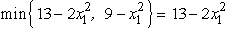  The two stages involve making the decisions on the values of the two variables in order.At stage n,let the state s<sub>n</sub> be the vector (R<sub>1</sub>,R<sub>2</sub>),where R<sub>i</sub> is the slack in the i-th constraint,so s<sub>1</sub> = (13,9)and s<sub>2</sub> = (13 - 2   ,9 -   ).For stage 2 (the second variable),we have f<sub>2</sub> (R<sub>1</sub>,R<sub>2</sub>,<sub> </sub>x<sub>2</sub>)= x<sub>2</sub>,0  \le  x<sub>2</sub> \le  min{R<sub>1</sub>,R<sub>2</sub>},so   is easily solved,as shown in the following table.   For stage 1 (the first variable),we now have f<sub>1</sub>(13,9,<sub> </sub><sub> </sub>x<sub>1</sub>)=   =   .For 0  \le  x<sub>1</sub>  \le  2,    \implies  f<sub>1</sub>(13,9,<sub> </sub>x<sub>1</sub>)=   .Since   for 0 ≤ x<sub>1</sub> ≤ 2,we now have   at x<sub>1</sub> = 2.For x<sub>1</sub>  \le  2,    \implies  f<sub>1</sub>(13,9,<sub> </sub><sub> </sub>x<sub>1</sub>)=   Since   = 5 - 4x<sub>1</sub> < 0 for x<sub>1</sub> ≥ 0,it follows that   at x<sub>1</sub> = 2.Since f<sub>1</sub>(13,9,x<sub>1</sub>)is maximized at x<sub>1</sub> = 2 over both the range 0 ≤ x<sub>1</sub> ≤ 2 and the range x<sub>1</sub> ≥ 2,the maximum must be at x<sub>1</sub> = 2 over the entire range of x<sub>1</sub> ≥ 0.Consequently,   (13,9)=   at   = 2.Therefore,since x<sub>1</sub> = 2 leaves a slack of R<sub>1</sub> = 13 - 2   = 5 and R<sub>2</sub> = 9 -   = 5 in the two constraints,so   = min{R<sub>1</sub>,R<sub>2</sub>} = 5,the optimal solution for the overall problem is   = 2,   = 5,with Z* = 15. 