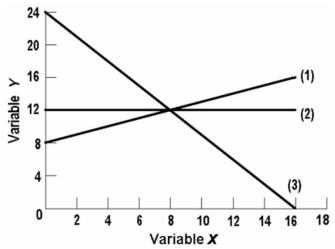   -In line (1)on the above graph,the variables x and y are: