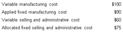 <strong>The Houston Company manufactures office equipment.They are ready to introduce a new line of desktop copiers.The following data concerns the copiers: If the company uses cost-plus pricing based on absorption cost,what price must the company charge when the mark-up percentage is 120 per cent? </strong> A) $459 B) $420 C) $759 D) $594