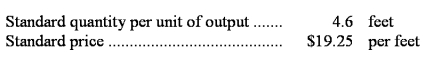 <strong>The following materials standards have been established for a particular product: The following data pertain to operations concerning the product for the last month: What is the materials price variance for the month?</strong> A)$15,405 F B)$5,775 U C)$5,925 U D)$1,600 U