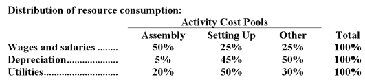 <strong>McKenrick Corporation uses an activity-based costing system with three activity cost pools.The company has provided the following data concerning its costs and its activity based costing system: How much cost,in total,would be allocated in the first-stage allocation to the Setting Up activity cost pool?</strong> A)$229,000 B)$155,000 C)$310,000 D)$248,000