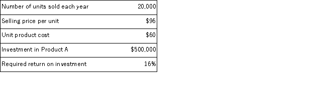The following information is available on Browning Inc.'s Product A: The company uses the absorption costing approach to cost-plus pricing described in the text.Based on these data, the total selling and administrative expenses each year are:
