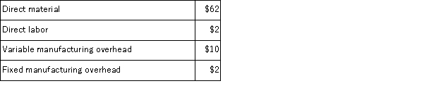 <strong>(Appendix 12A)The Western Division of Pryto Corporation sells Part D to other companies for $78.50 per unit.According to the company's cost accounting system,the costs to Western Division to make a unit of Product D are: The Southern Division of Pryto Corporation uses a part much like Part D in one of its products.The Southern Division can buy this part from an outside supplier for $78.25 per unit.However,the Southern Division could use Part D instead of this part that it purchases from outside suppliers.What is the most that the Southern Division would be willing to pay the Western Division for Product D?</strong> A)$78.50 per unit B)$76.00 per unit C)$74.00 per unit D)$78.25 per unit