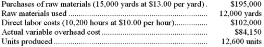 Thompson Company uses a standard cost system for its single product. The following data are available: Actual experience for the current year: Standards per unit of product: Required: Compute the following variances for raw materials, direct labor, and variable overhead, assuming that the price variance for materials is recognized at point of purchase: a. Direct materials price variance. b. Direct materials quantity variance. c. Direct labor rate variance. d. Direct labor efficiency variance. e. Variable overhead rate variance. f. Variable overhead efficiency variance.