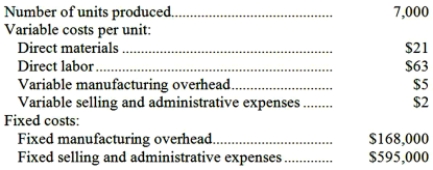 Bertone Inc., which produces a single product, has provided the following data for its most recent month of operation: The company had no beginning or ending inventories. Required: Compute the unit product cost under variable costing. Show your work!