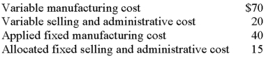 The following data pertain to Lemon Enterprises: What price will the company charge if the firm uses cost-plus pricing based on variable manufacturing cost and a markup percentage of 110%?
