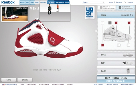 <strong> Reebok Website Image Reebok website image above is an example of how the firm has effectively used __________ technology to allow its customers to customize their athletic shoes.</strong> A) wiki B) RSS feed C) choiceboard D) e-mail E) collaborative filter