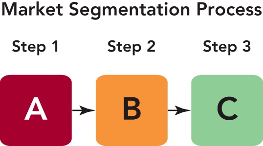 <strong> Figure 9-1 Figure 9-1 above,A represents which stage of the market segmentation process?</strong> A) link needs to actions B) identify market needs C) establish a marketing protocol D) execute marketing program actions E) segment and select the target markets