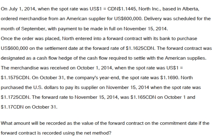 <strong> </strong> A) A liability of $6,000. B) Nil. C) An asset of $6,000. D) An asset of $10,800