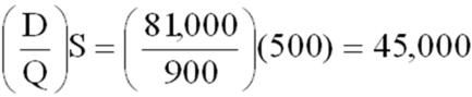D = 81,000 units S = $500 H = ($1,000)(.10)= $100 B = $200 a.   annual setup cost =   annual carrying cost =   Total annual inventory cost = $45,000 + $45,000 = $90,000 b.     Total annual inventory cost = 24,495.77 + 36,741.35 + 12,247.55 = 73,485.07 c.Yes,the model with planned backorders lowers total inventory cost by $16,514.93