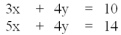 <strong>Which of the choices below constitutes a simultaneous solution to these equations? </strong> A)x = 2, y = .5 B)x = 4, y = -.5 C)x = 2, y = 1 D)x = y E)y = 2x