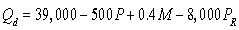 A firm with market power faces the following estimated demand and average variable cost functions: where is quantity demanded,P is price,M is income,and is the price of a related good.The firm expects income to be $40,000 and to be $2.Total fixed cost is $100,000.What is the estimated marginal revenue function for the firm?
