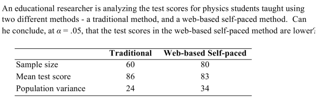 <strong> </strong> A) The data supports the claim because the test value 3.30 is greater than the critical value 1.65. B) The data supports the claim because the test value 3.30 is greater than the critical value 1.96. C) The data supports the claim because the test value 1.82 is less than the critical value 1.96. D) The data supports the claim because the test value 1.82 is greater than the critical value 1.65.